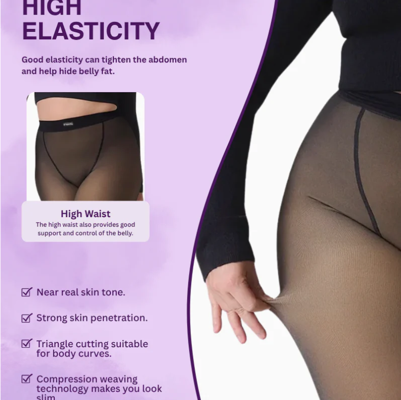 Black Fake Translucent Tights - 2 Pack Ultra Comfy Faux Sheer Pantyhose, Semi Opaque