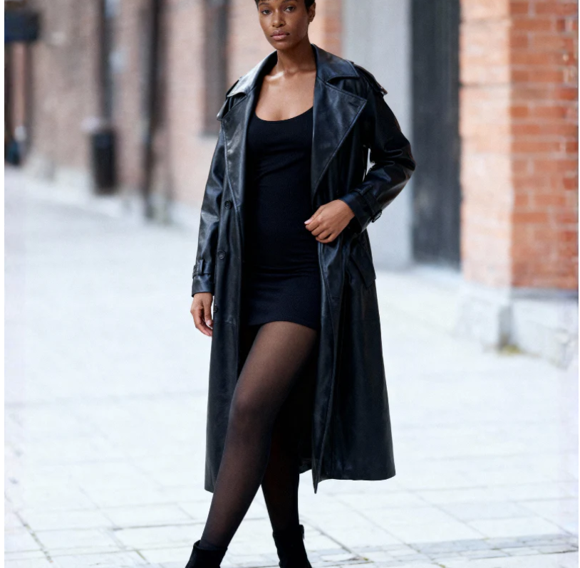 Black Fake Translucent Tights - 2 Pack Ultra Comfy Faux Sheer Pantyhose, Semi Opaque