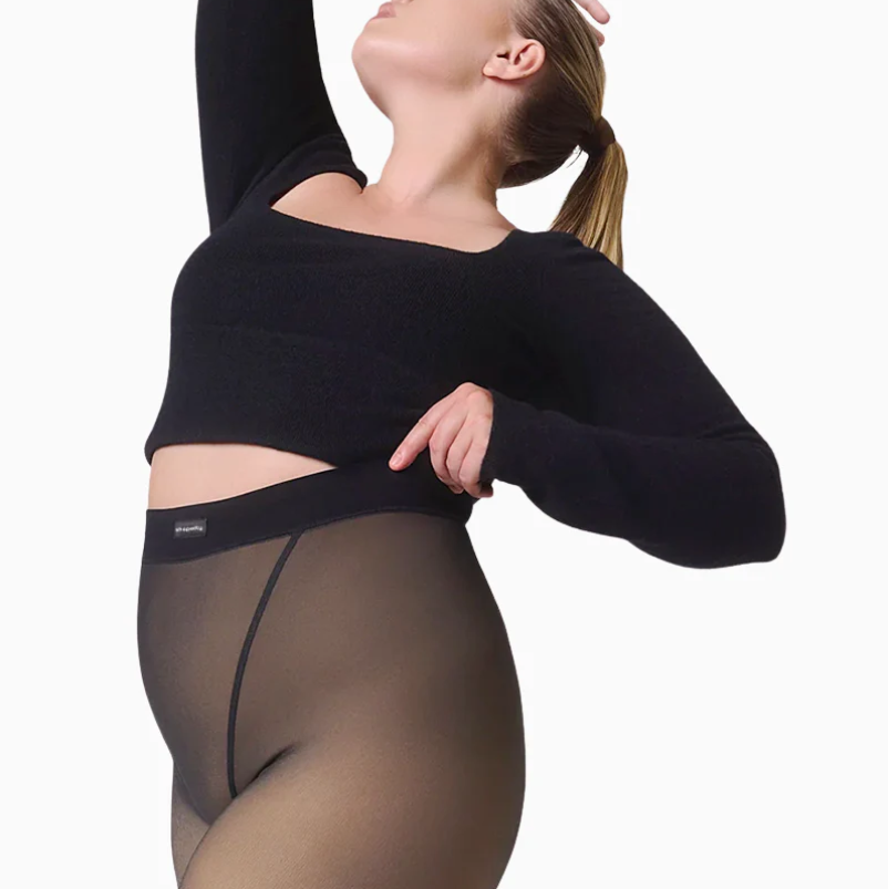 Black Fake Translucent Tights - 2 Pack Ultra Comfy Faux Sheer Pantyhose, Semi Opaque