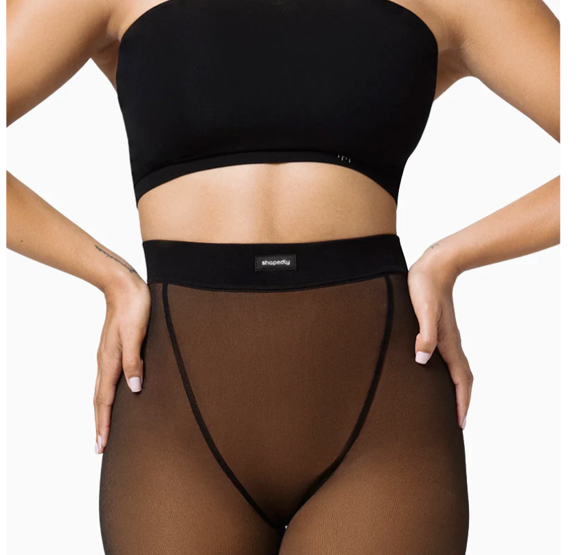 Black Fake Translucent Tights - 2 Pack Ultra Comfy Faux Sheer Pantyhose, Semi Opaque